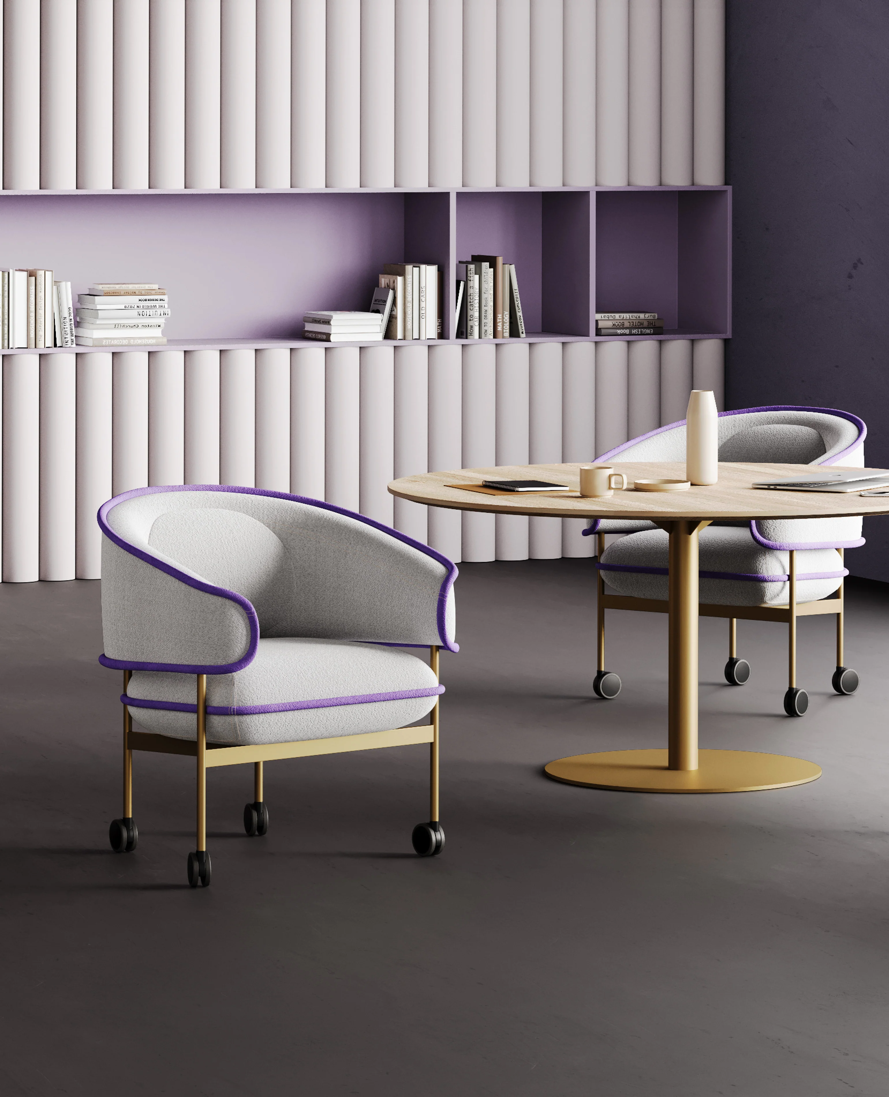 Flote Chair, Contrasting Welt Detail - Caster Base - Image 2