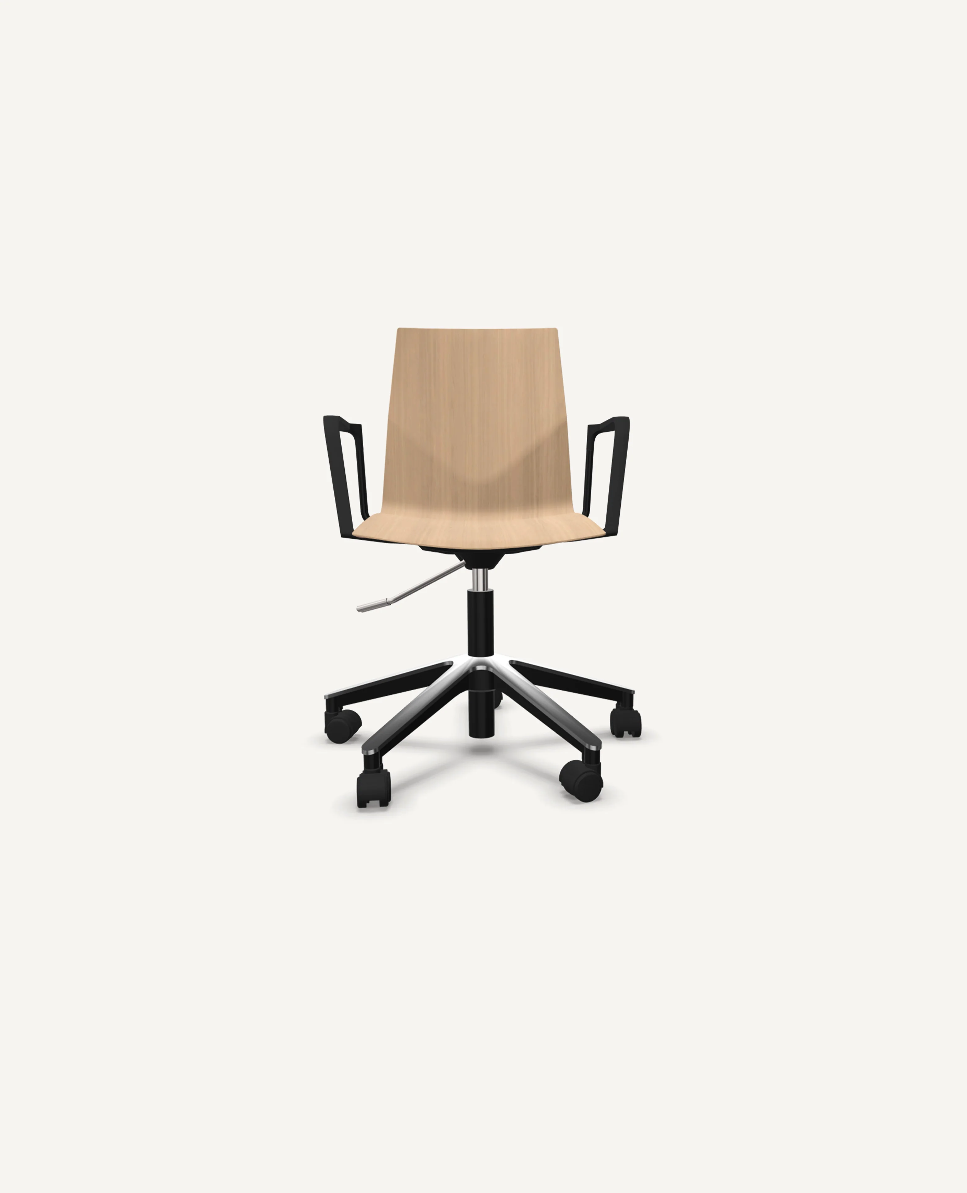 FourCast®2 Wheeler Chair, Bentwood Shell, Swivel Base - with Arms