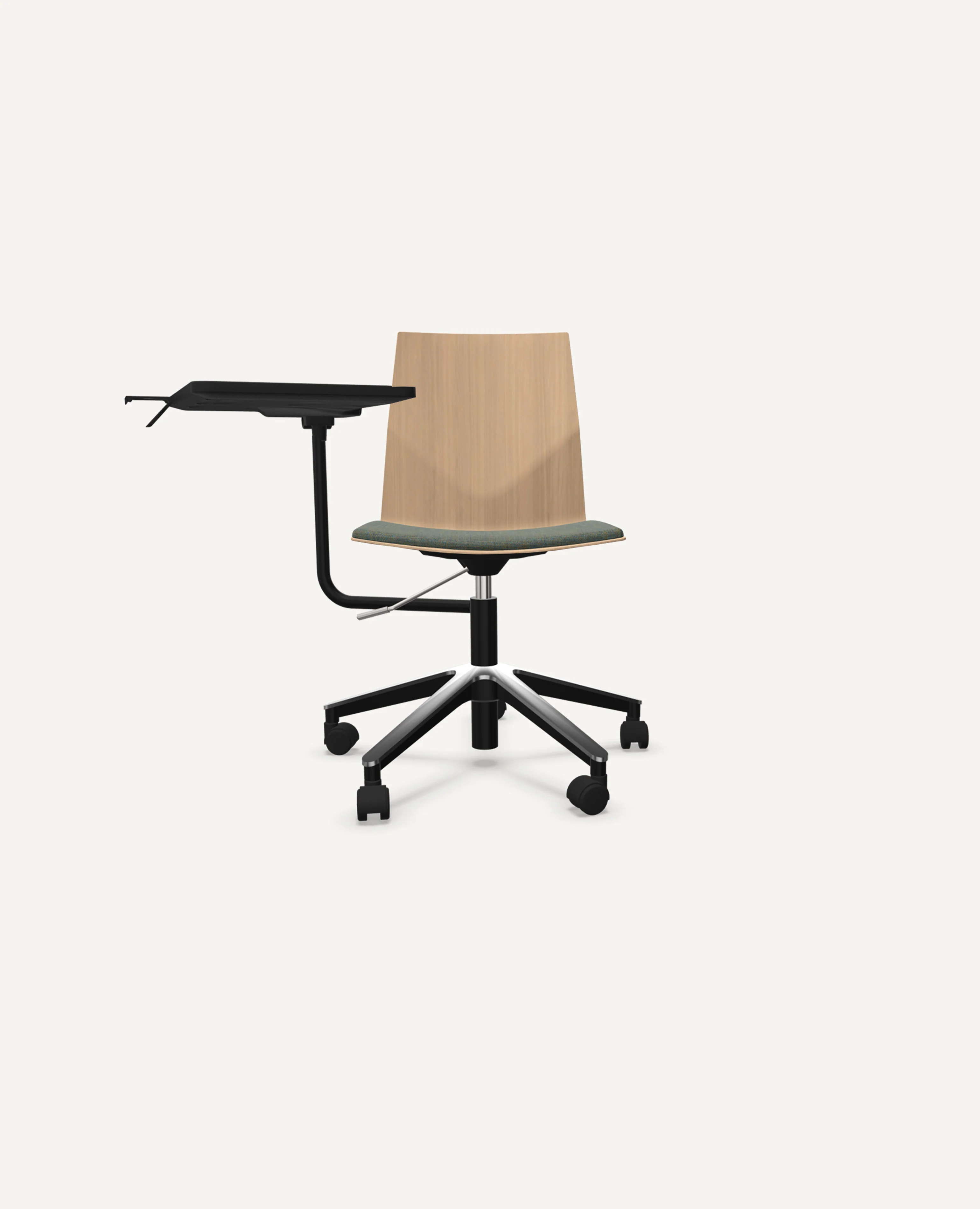 FourCast®2 Wheeler Chair, Bentwood Shell, Swivel Base with Seat Pad - with InnoTab Tablet Arm