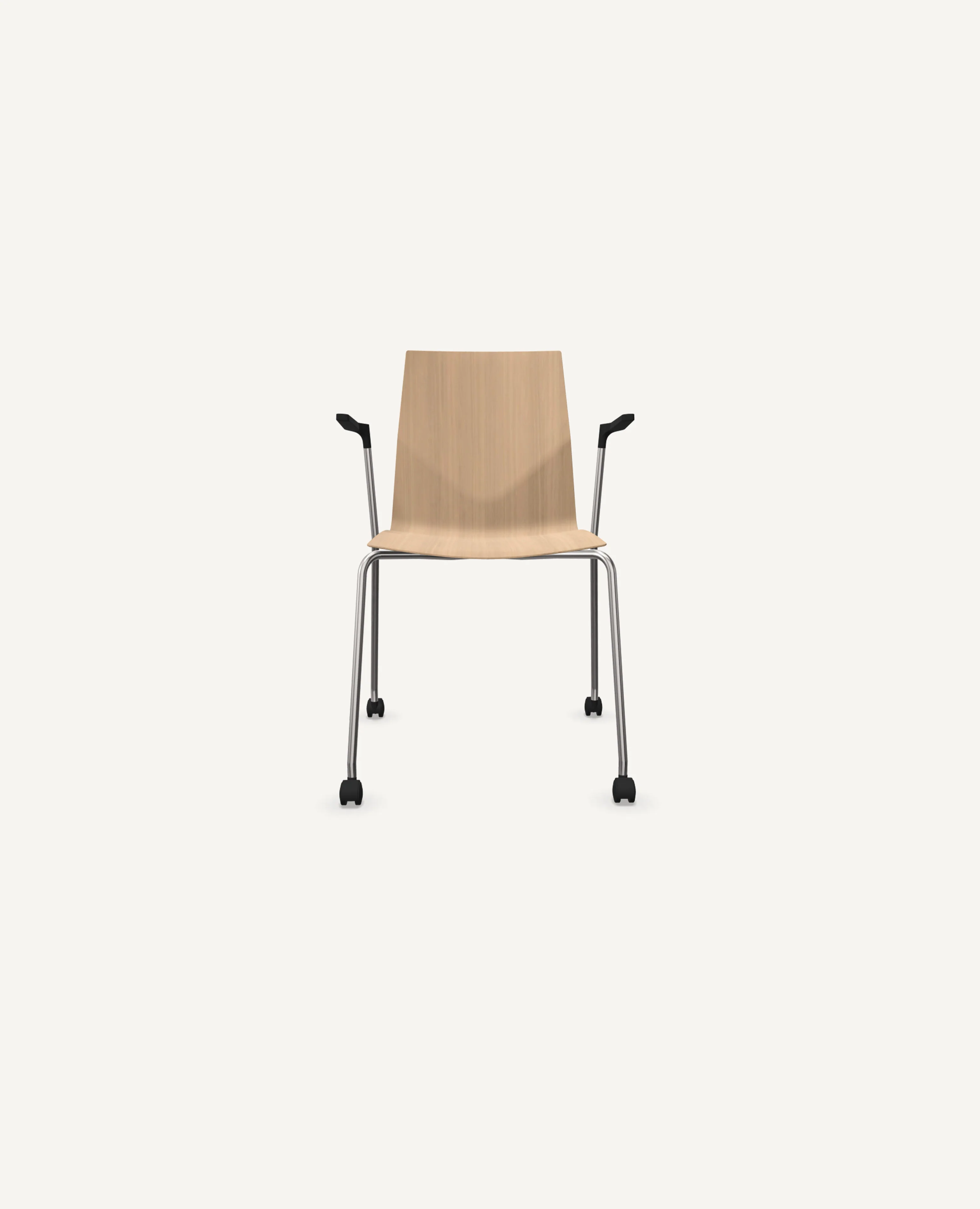 FourCast®2 Chair, Bentwood Shell, 4 Leg Base with Casters - with Arms