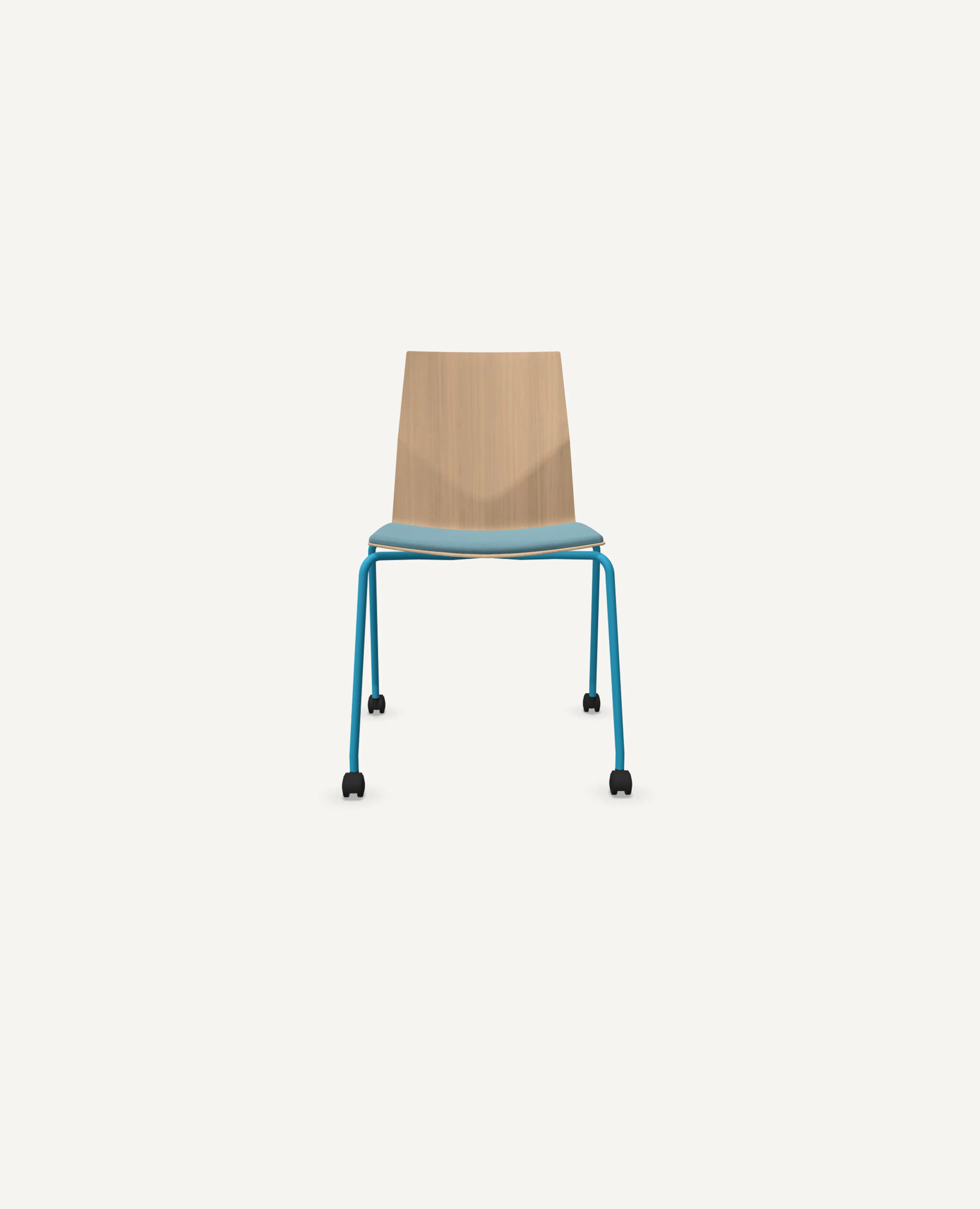 FourCast®2 Chair, Bentwood Shell, 4 Leg Base with Casters - with Seat Pad