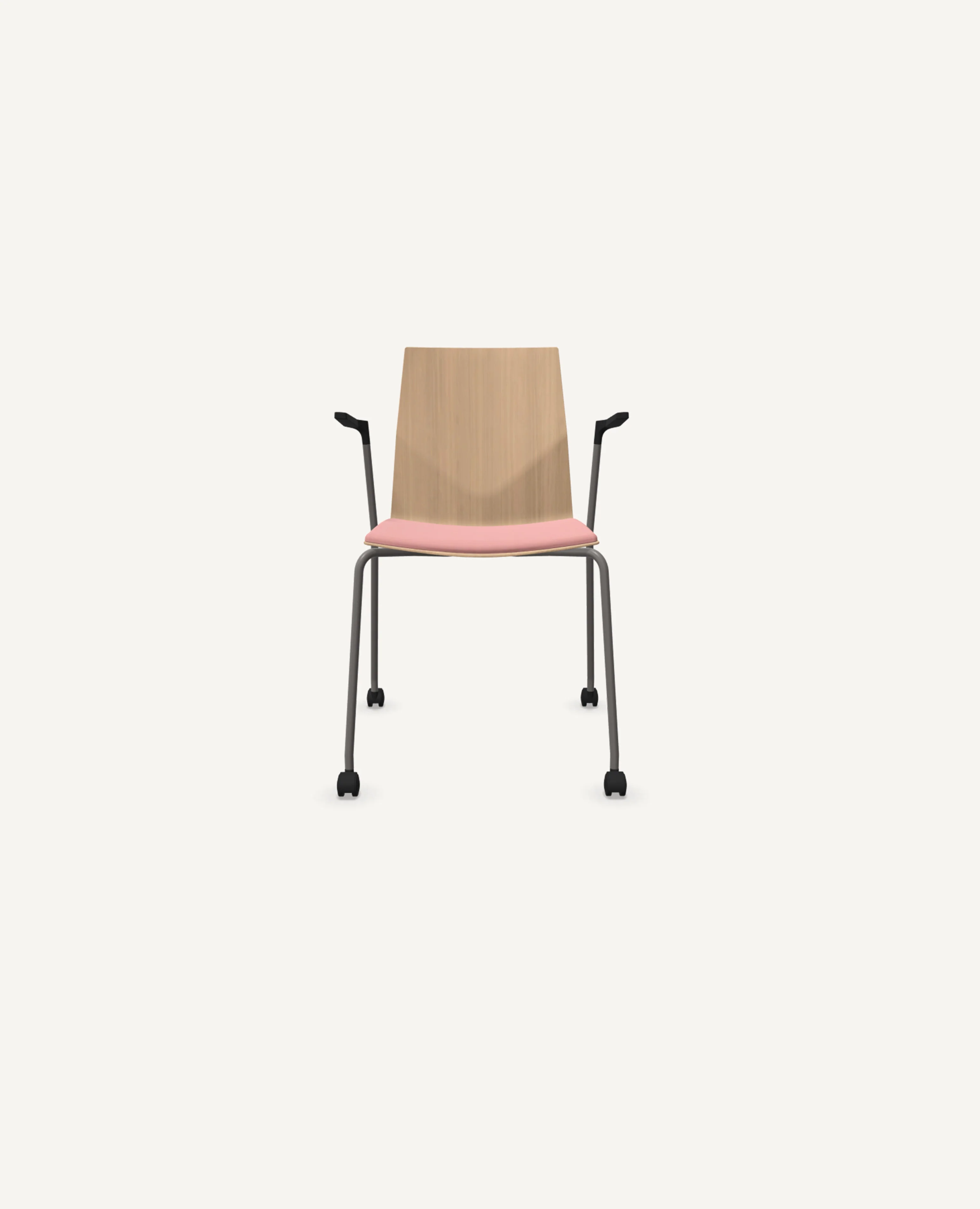 FourCast®2 Chair, Bentwood Shell, 4 Leg Base with Casters, with Seat Pad - with Arms