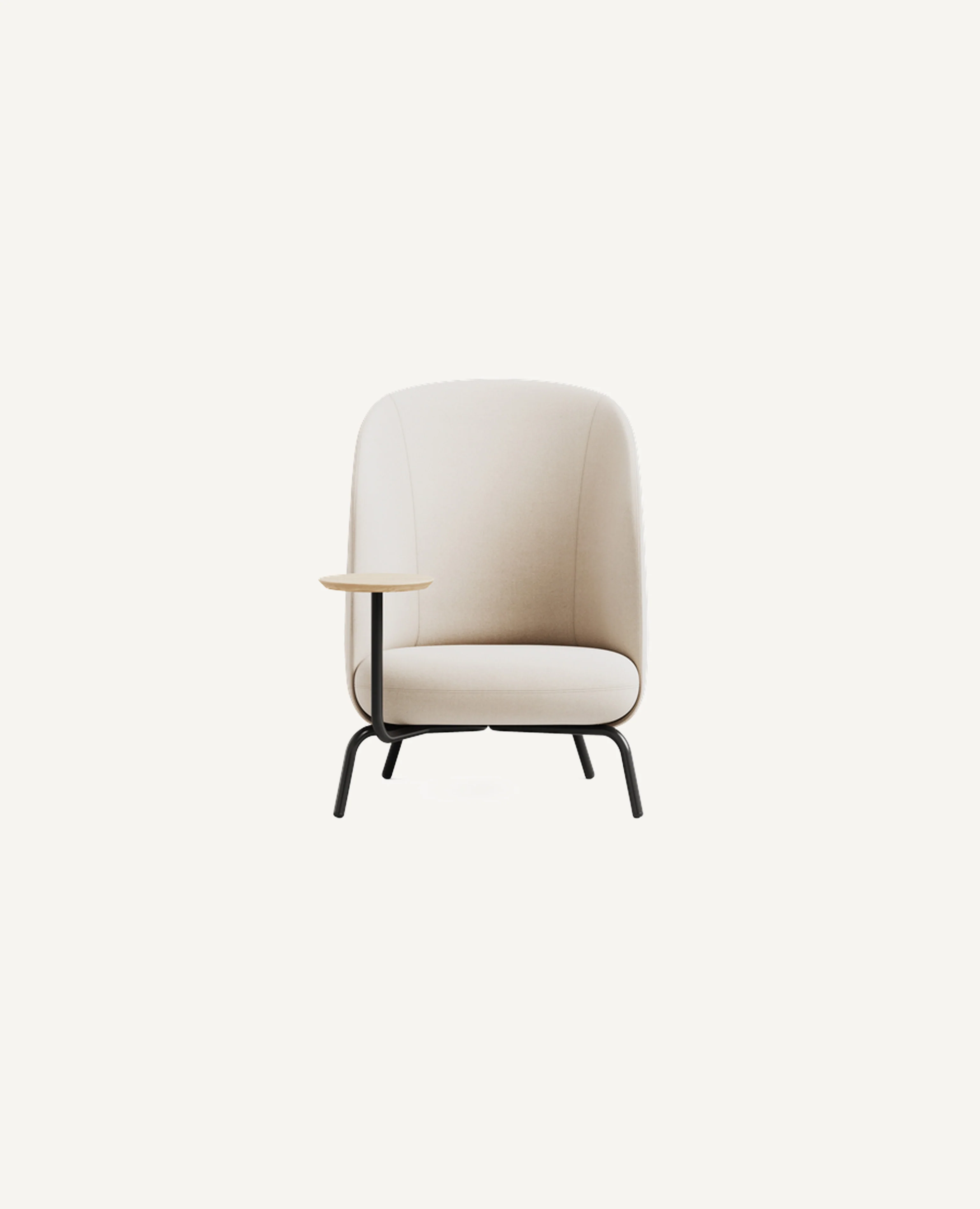 Nest Easy Lounge Chair, Metal Base - with Left Side Facing Table