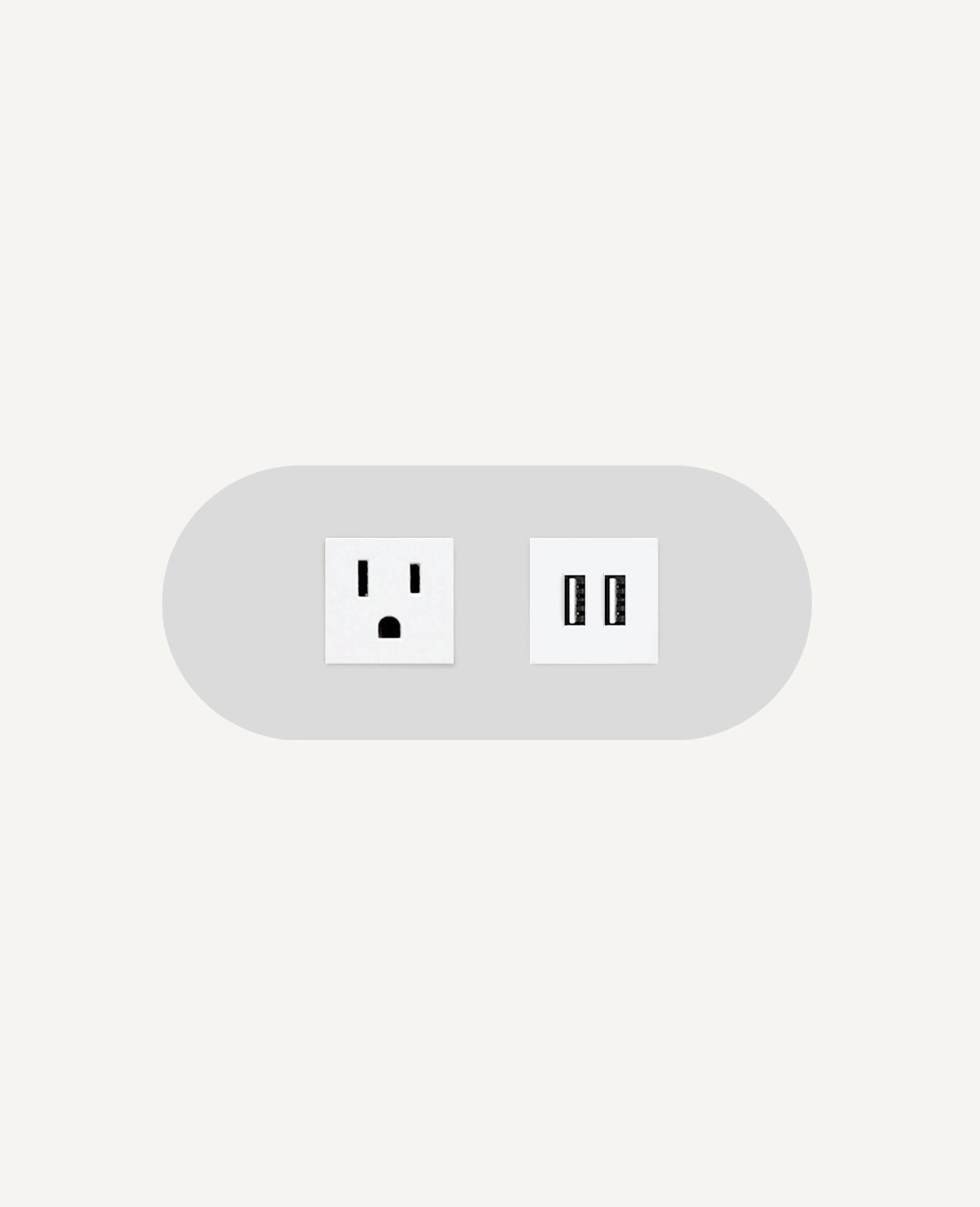 Power Module with 1 3-Prong Outlet and 2 USB-A Ports - Integrated